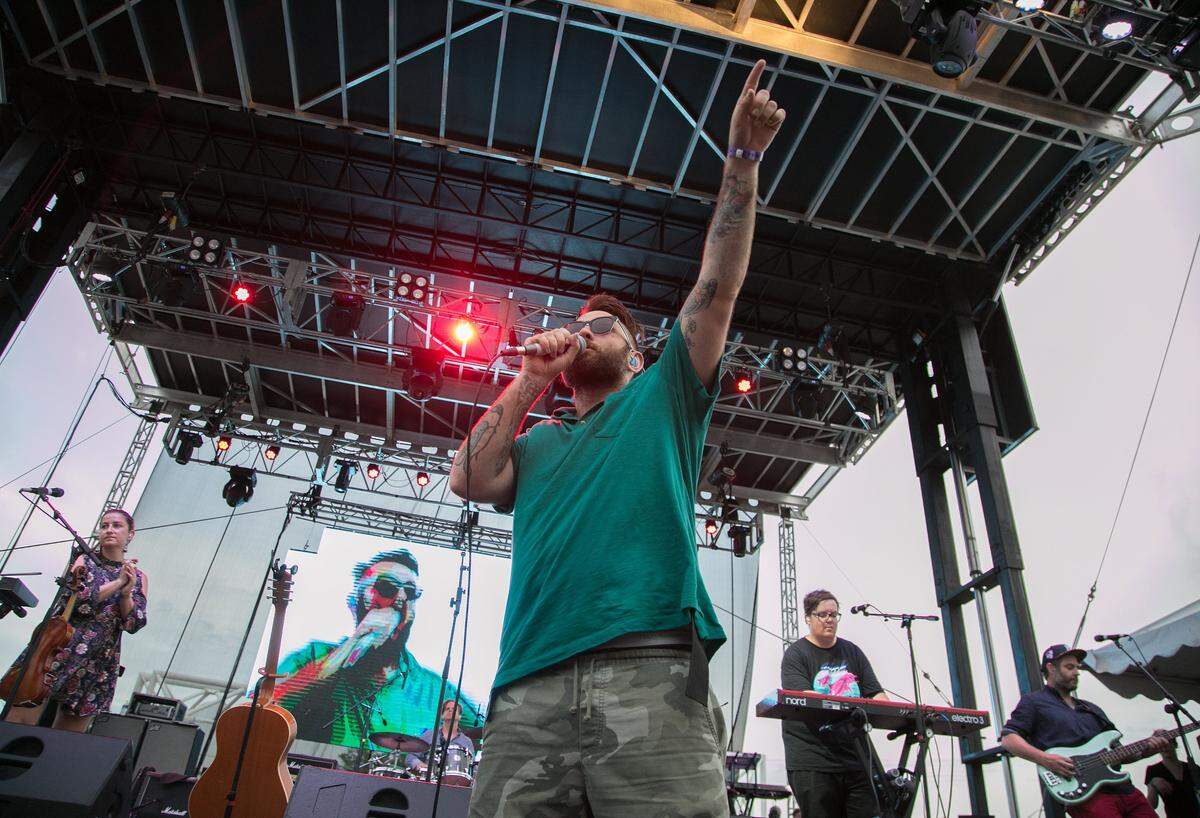 Simon Ward, lead singer for The Strumbellas performed on the main stage Friday, June 16, 2017 at Boulevardia.