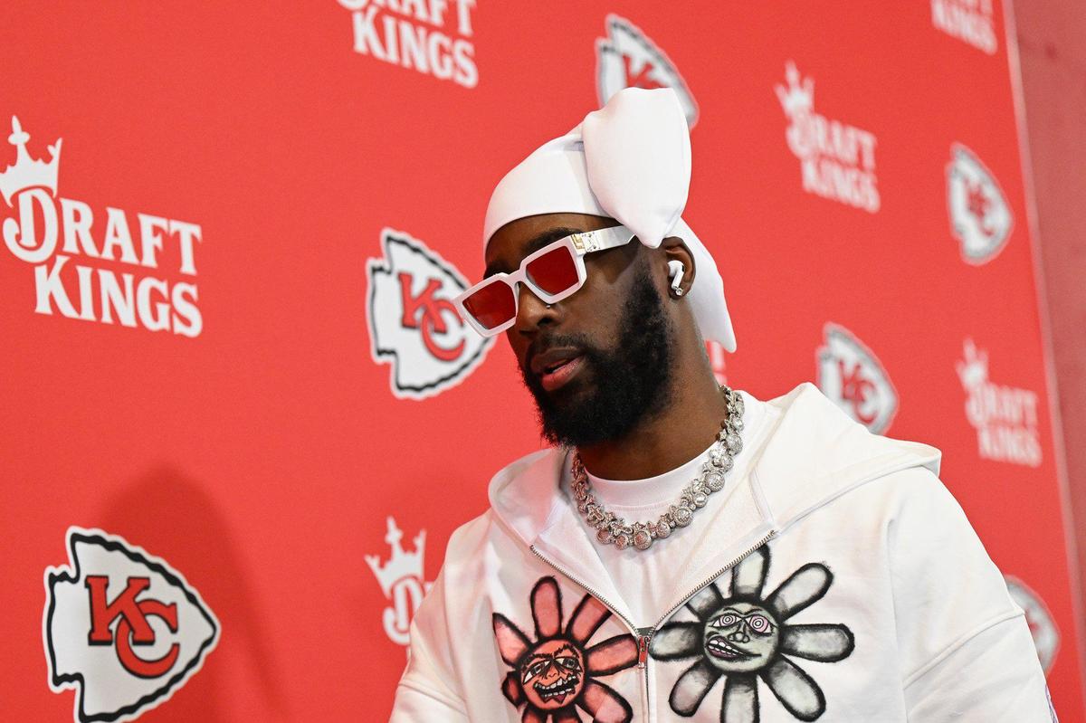 Kansas City Chiefs cornerback Jaylen Watson arrives before the AFC Championship Game on Sunday, Jan. 26, 2025, at GEHA Field at Arrowhead Stadium.