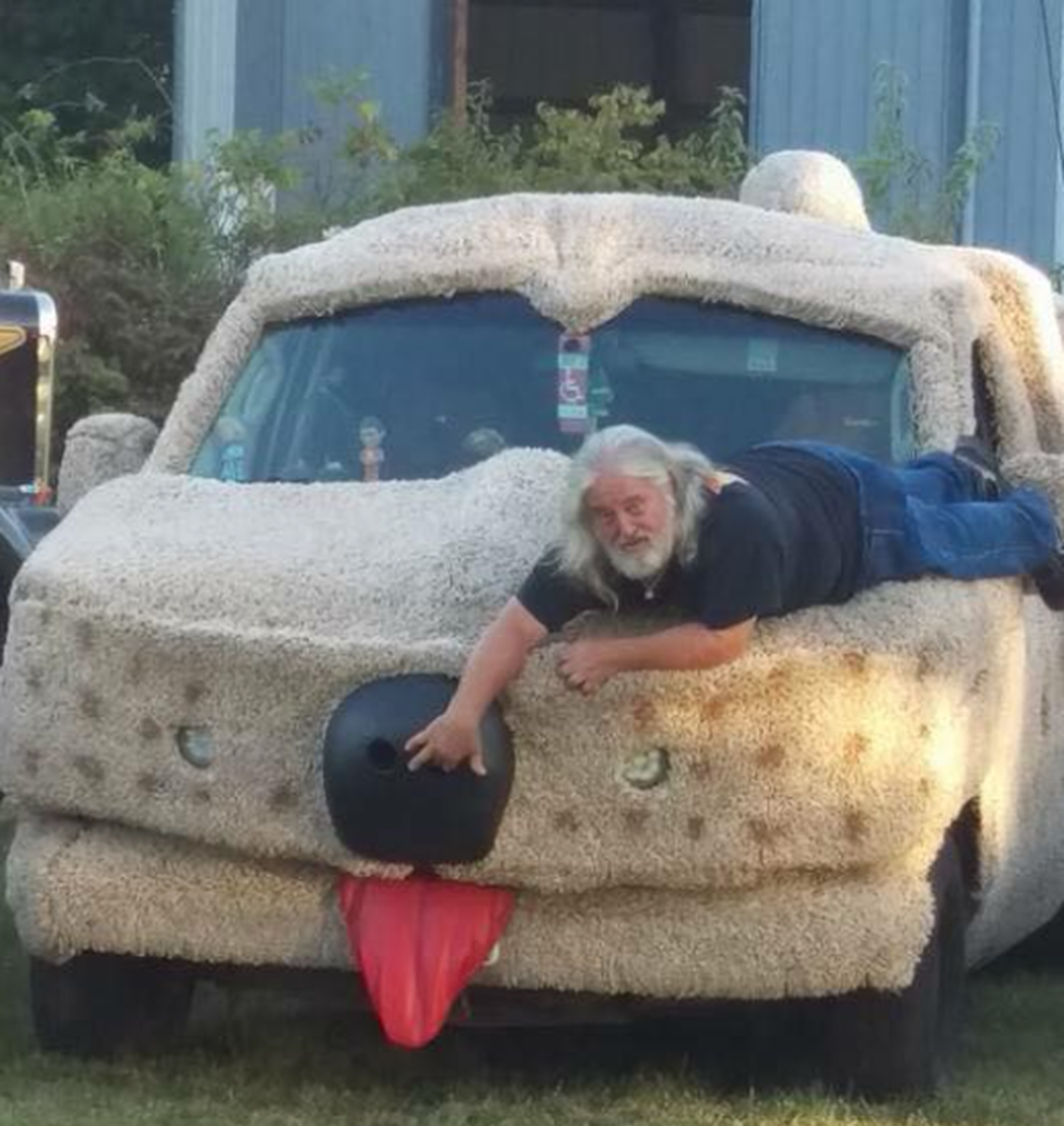 Joe Pace atop one of his Mutt Cutts replicas inspired by the movie “Dumb and Dumber”