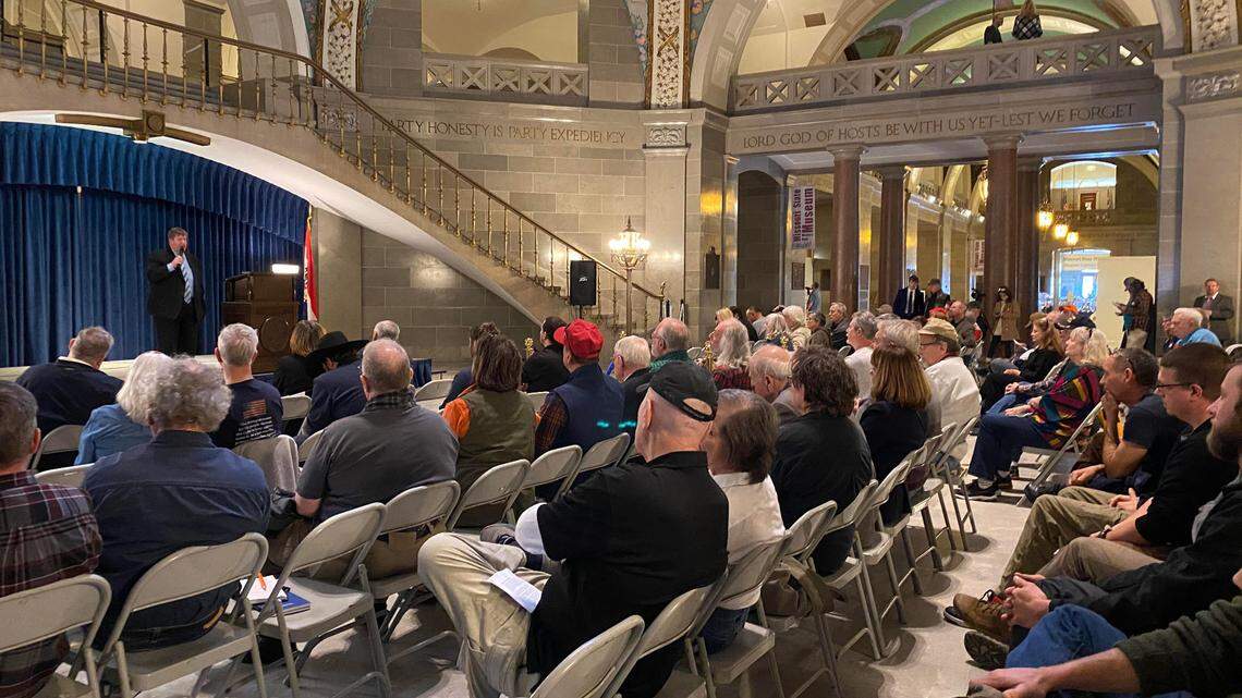 Gun rights advocates held a Second Amendment rally at the Missouri State Capitol on Feb. 24, 2021. Featured speakers included Secretary of State Jay Ashcroft, Republic Republican Rep. Jered Taylor and Battlefield Republican Sen. Eric Burlison.