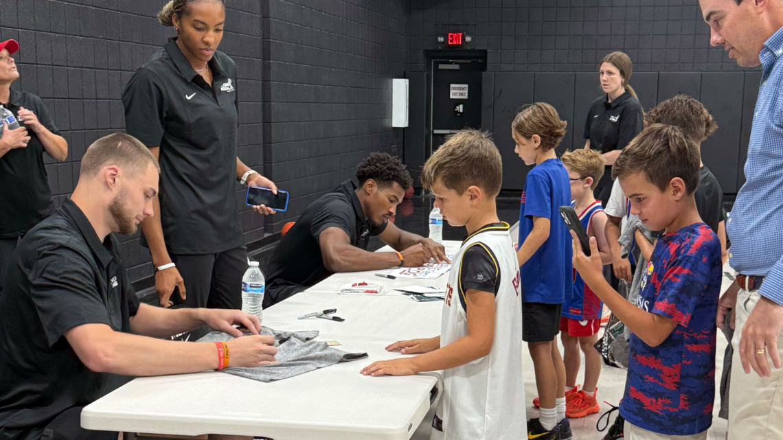 KU alum & NBA player Ochai Agbaji joined by former Jayhawks teammate at KC camp