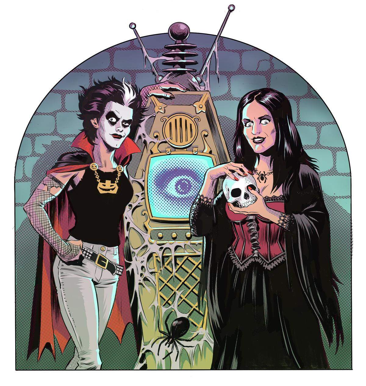 “Count Crowley” artist Lukas Ketner created this sketch of the comic’s lead character, Jerri Bartman, with former KC horror host Crematia Mortem.