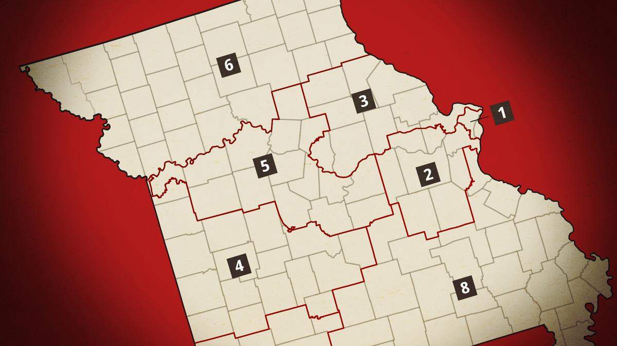 Illustration of Missouri’s gerrymandered map