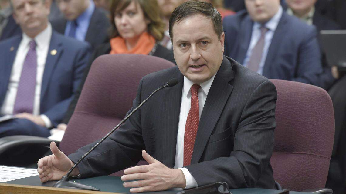 Missouri Secretary of State Jay Ashcroft testifies in favor of changes to the initiative petition process before the House Elections Committee on Wednesday, March 27. (photo by Tim Bommel, Missouri House Communications)