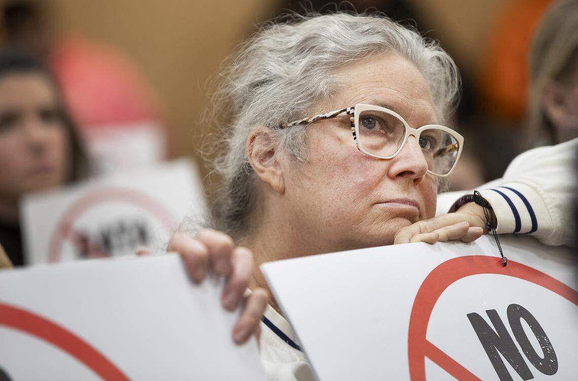 It was standing room only and "no data center" signs were prevalent Monday, March 2, 2026, as the Independence City Council prepared to vote on a tax incentive plan for the Nebius AI data center.