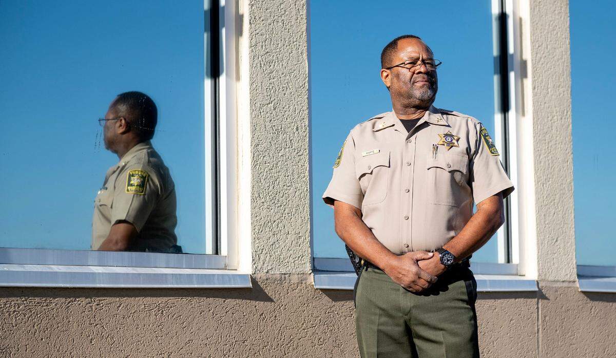 Jackson County Sheriff Darryl Forté poses for a portrait outside the sheriff’s office on Nov. 2, 2023, in Lee’s Summit. Forté said changes to the agency’s vehicle pursuit policy were made to keep deputies and the community safe.