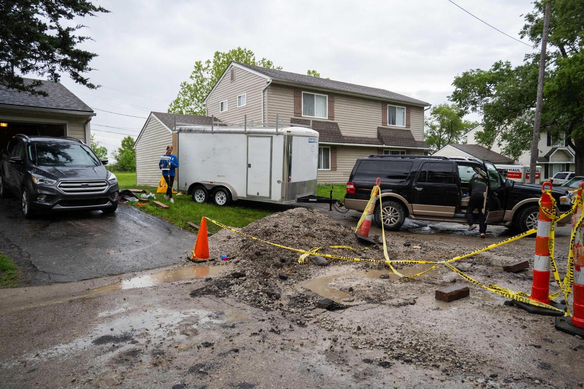 Road damage and massive potholes were present throughout the complex at Aspen Place Apartments in Gardner on Wednesday, May 7, 2025. Residents of the apartment complex were forced from their homes after the city condemned the property due to several safety concerns including extreme damage to the roadways, hindering safe access for emergency vehicles.