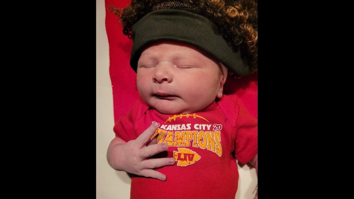 Is that you, Patrick Mahomes? AdventHealth Shawnee Mission Birth Center dressed newborns in Kansas City Chiefs gear nine months after the Super Bowl.