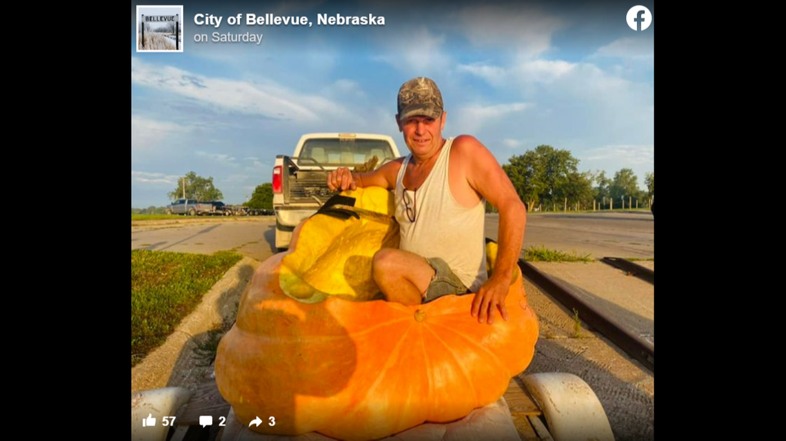 Duane Hansen hollowed out his pumpkin so he could ride inside.