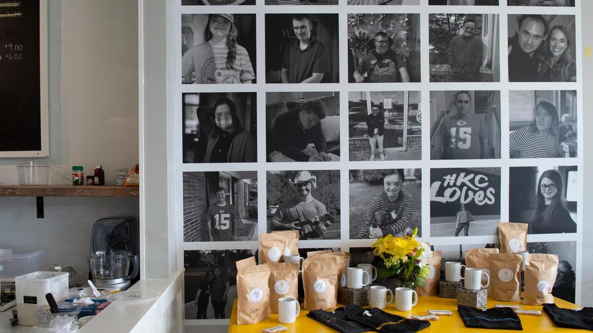 Photographs of some of the employees, called super scoopers, are displayed at The Golden Scoop in Overland Park. The shop employs individuals with developmental disabilities to work in all capacities.