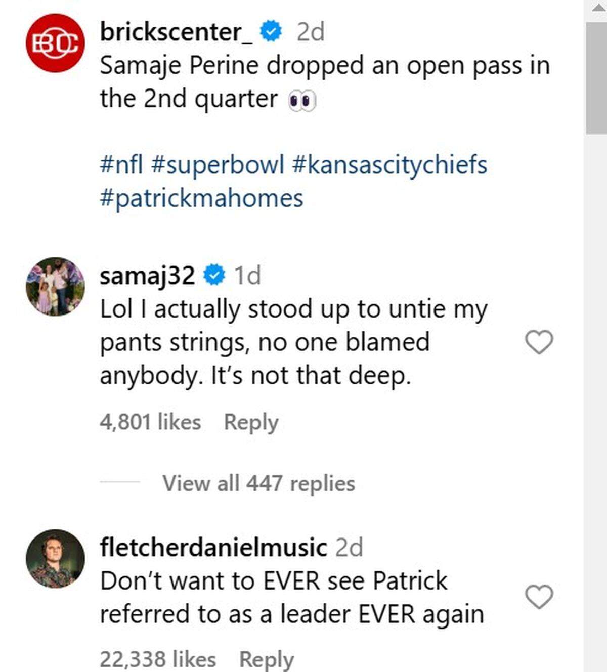 Samaje Perine explained the viral video of an alleged snub by Chiefs’ Patrick Mahomes.