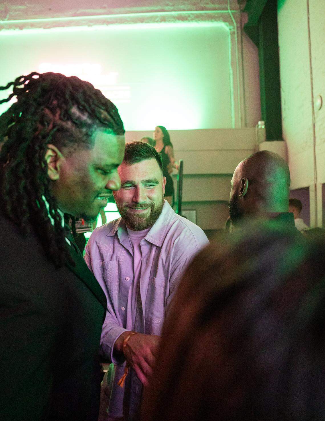 Travis Kelce attended Sports Illustrated’s Revel At The Races at the Ice House in Louisville Friday night ahead of Saturday’s Kentucky Derby.