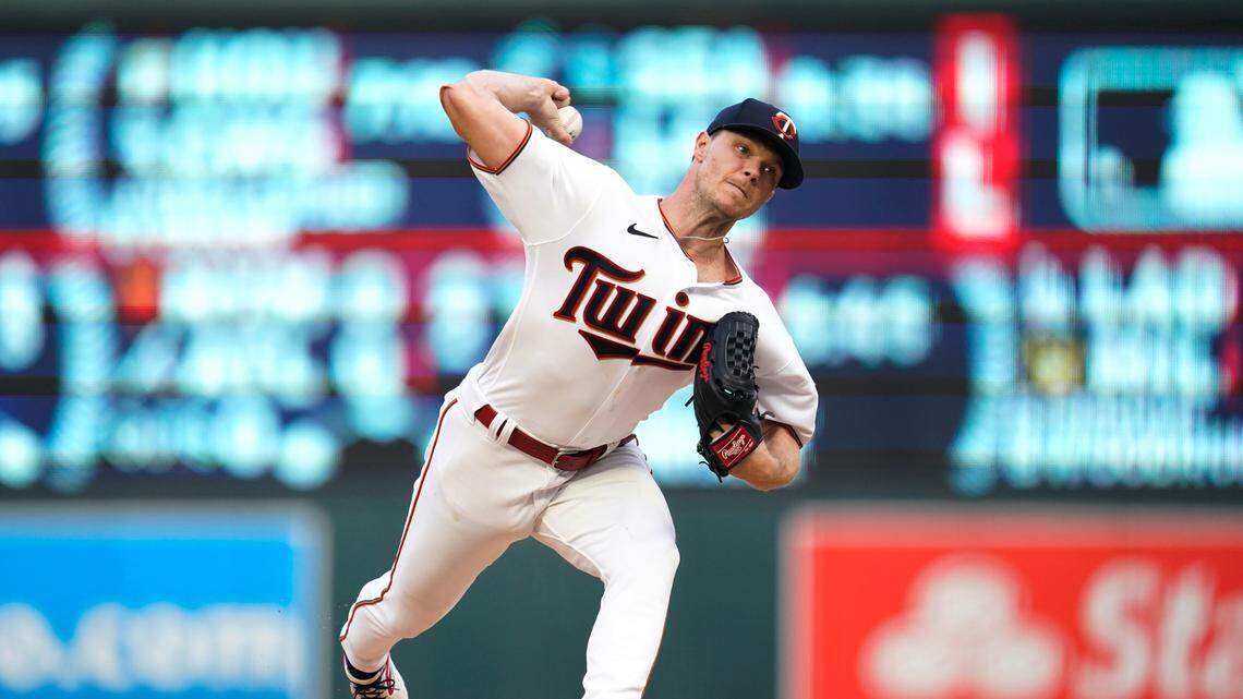Minnesota Twins starting pitcher Sonny Gray delivers to a Kansas City Royals batter during the first inning of a baseball game Tuesday, Aug. 16, 2022, in Minneapolis. (AP Photo/Abbie Parr)