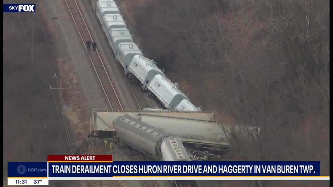 A Norfolk Southern train has derailed in Van Buren Township, Michigan, officials say.