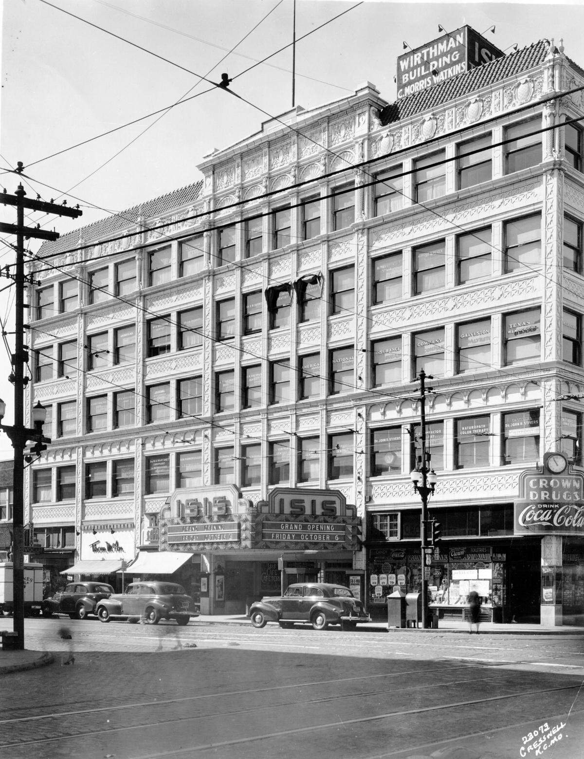 The Wirthman Building, final home of Laugh-O-gram Films and the Isis Theatre, seen in 1940