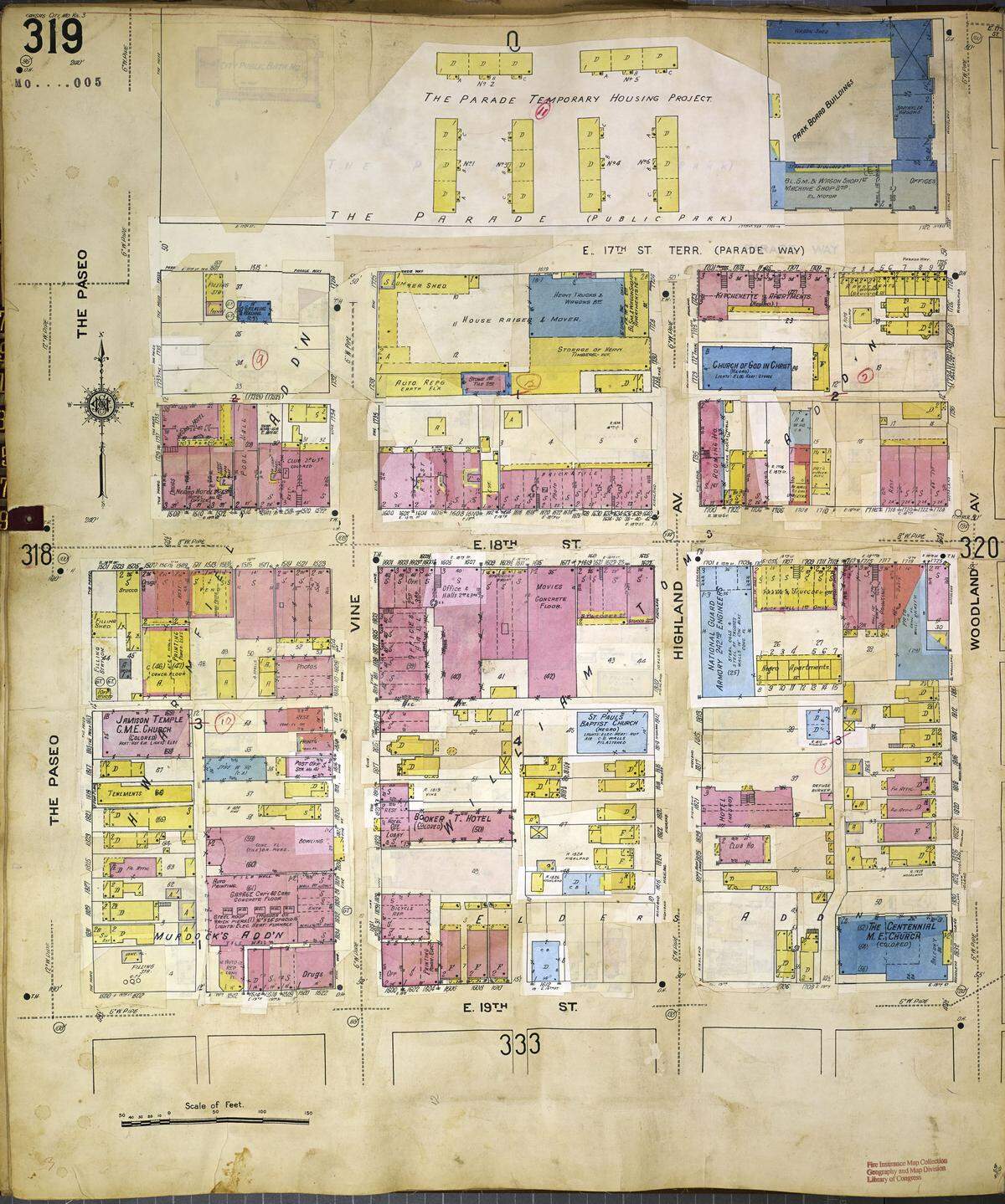 1951 map of 18th and Vine