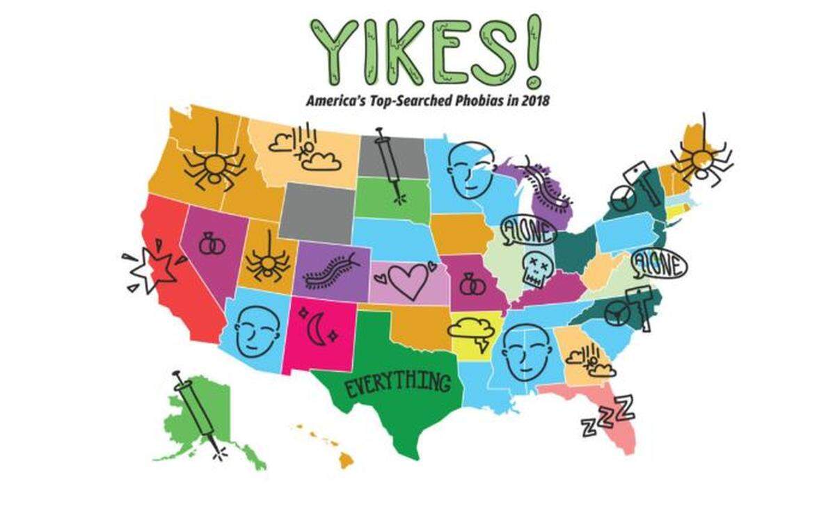 Market researchers YourLocalSecurity.com has released a study showing the top searched for fears in each state.