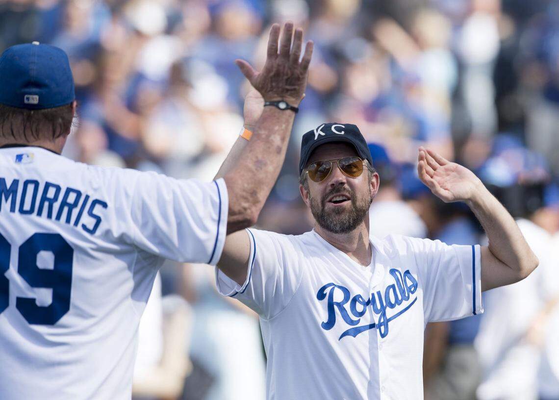 Jason Sudeikis, one of the most visible ambassadors of the Baldwin brand, wore the company’s signature KC hat during the 2016 Big Slick Celebrity Weekend softball game at Kauffman Stadium. Here, he celebrates his team’s two runs with former Royals pitcher Al Fitzmorris.