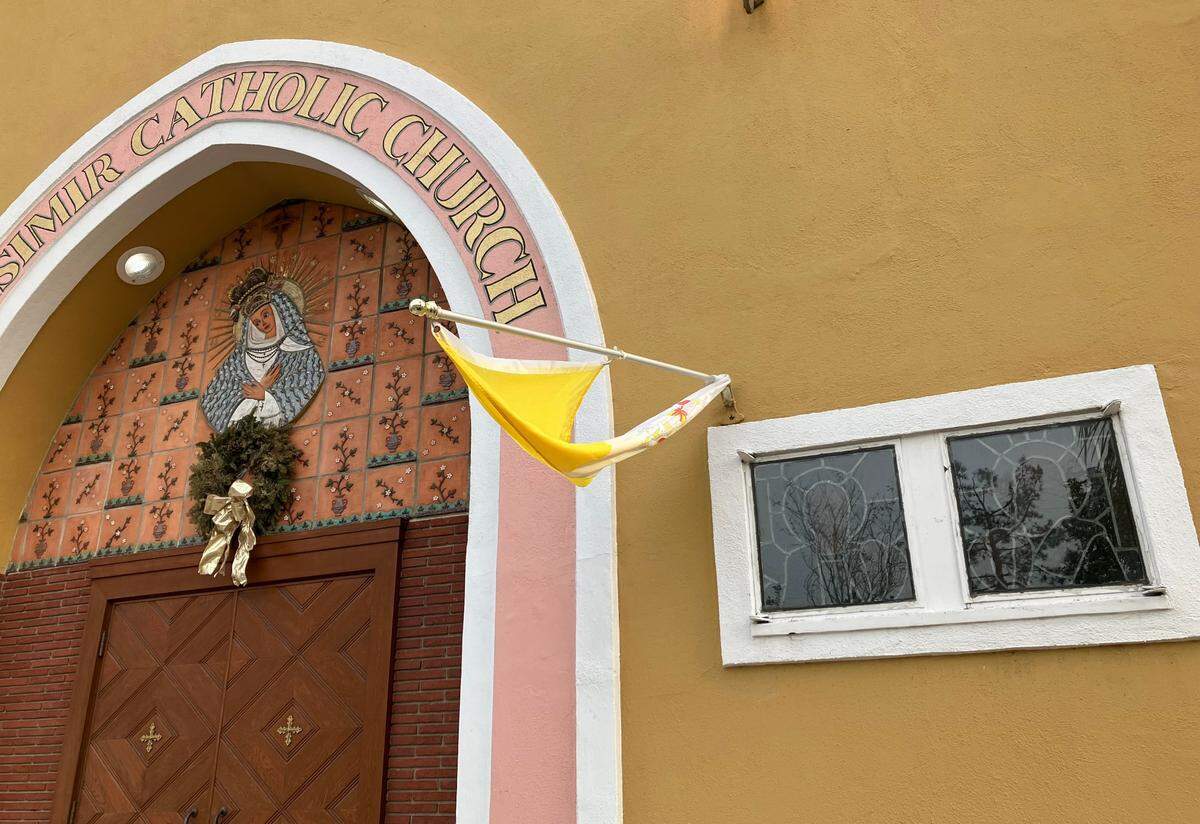 St. Casimir Catholic Church, across from John Marshall High, where an errant Andy Reid field-goal attempt once broke a window.