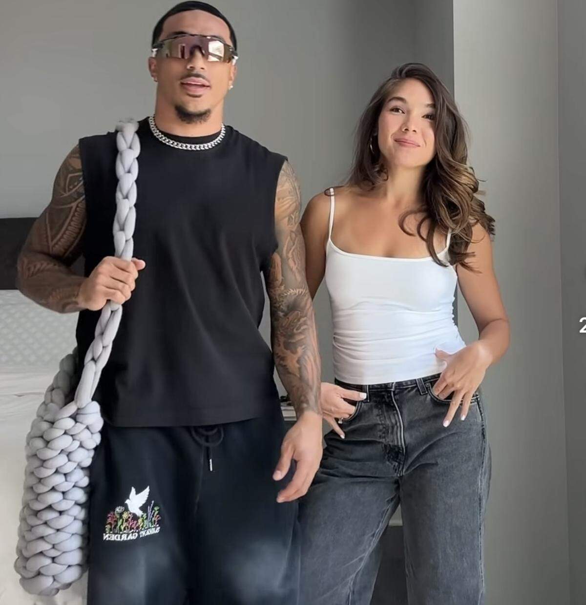Nikko and Maureen Remigio in their game-day fits on Sept. 14.