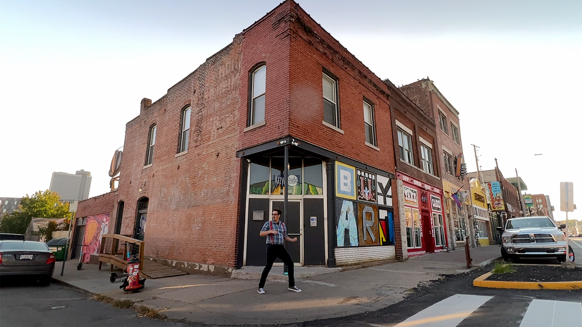 Cole Lindbergh of Smithville, Mo., spent an afternoon in the Crossroads Arts District spreading the word about air guitar. Last summer he competed against the best air guitar players from around the world. He is currently ranked No. 1 in the United States and fifth in the world.