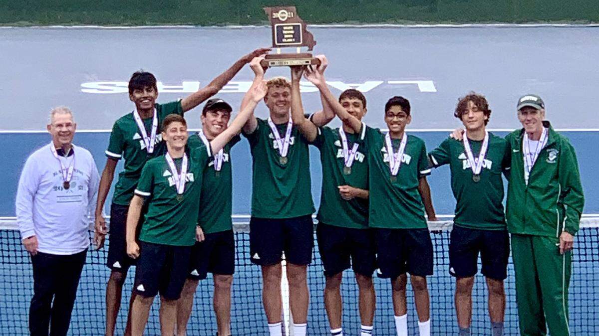 The Barstow School’s boys tennis team celebrated a team championship in Missouri on Saturday.