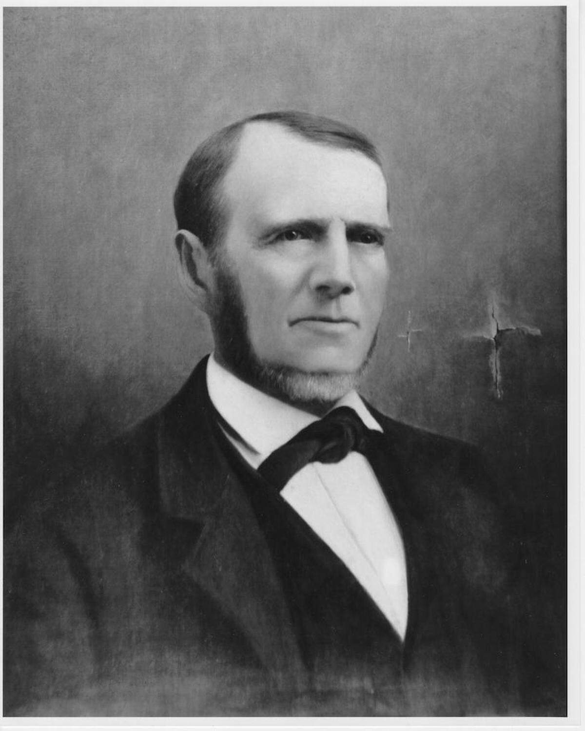 John C. McCoy, Town Company of Kansas member and author of the Tales of an Old Timer newspaper column. Photograph of a painting in the collections of the Kansas City Museum, c. 1895-1900.