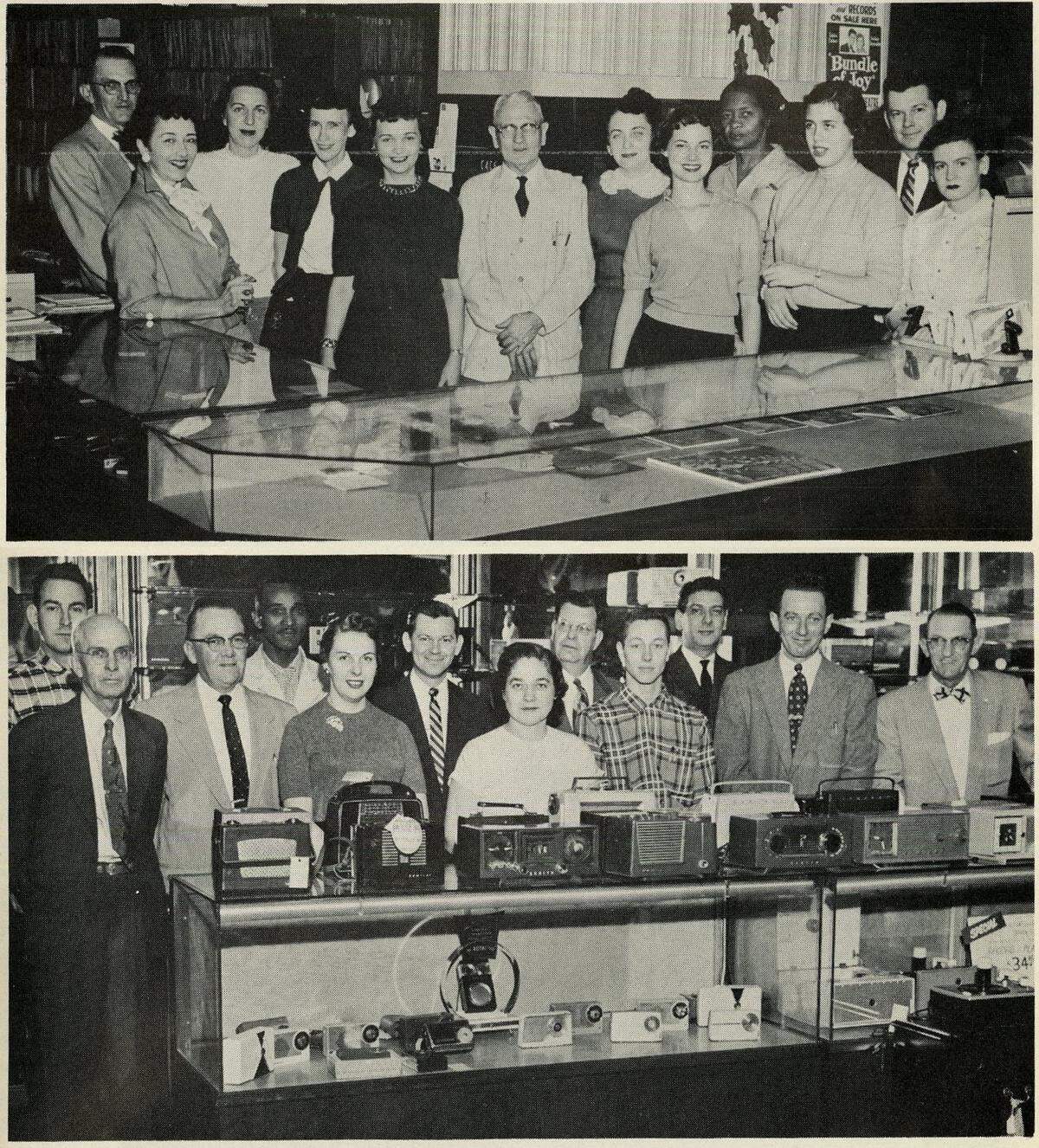 Retail departments at Jenkins Music Company pose for a photo in 1957