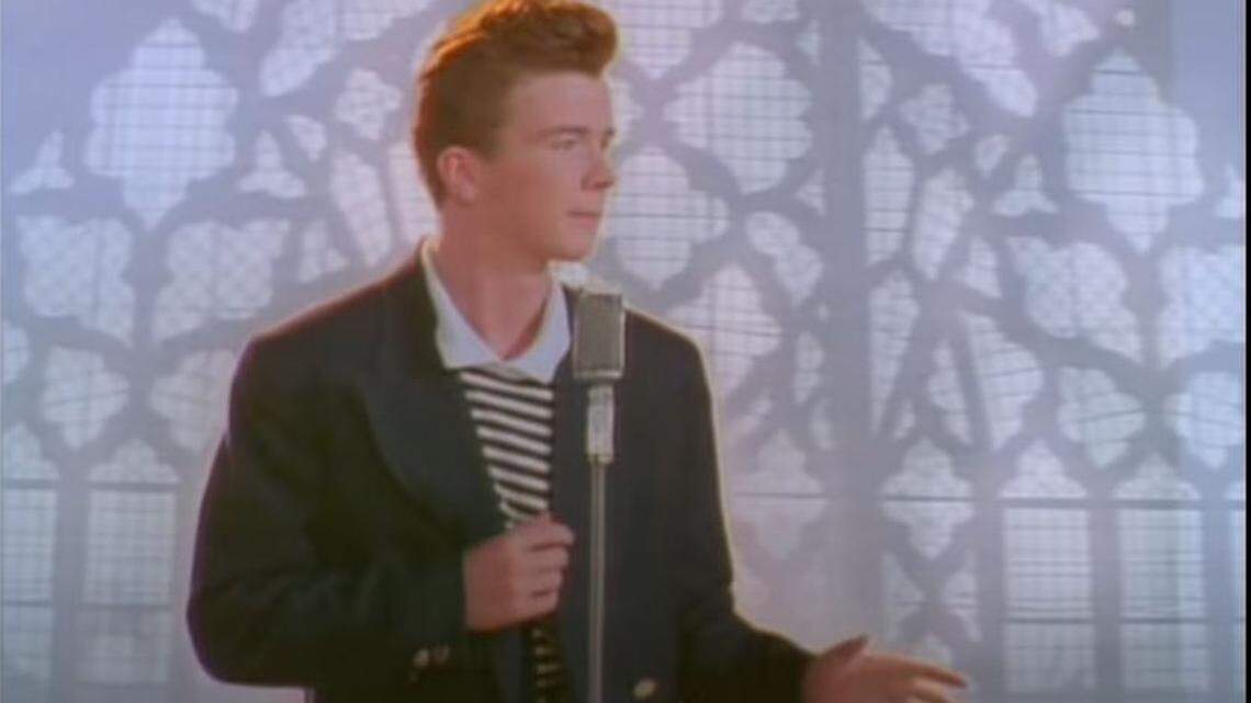 Rick Astley’s video of his 1987 hit “Never Gonna Give You Up” lives on as an internet prank.