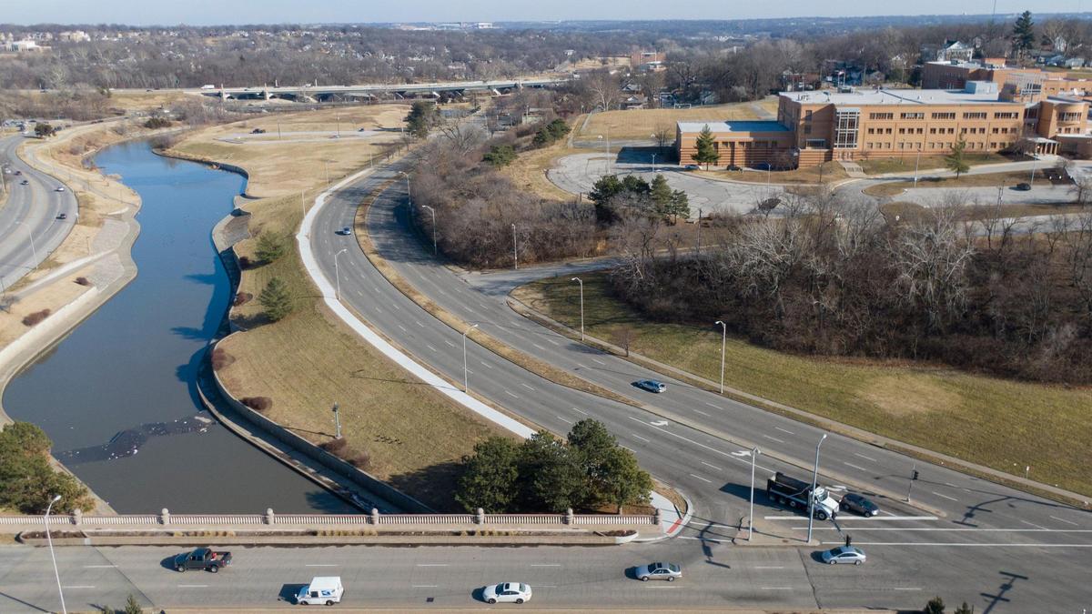 A new proposal for renaming a street in honor of the Rev. Martin Luther King Jr. involves renaming multiple streets — Volker Boulevard, Swope Parkway and part orf Blue Parkway — running between Main Street on the west and 55th Street on the east. This photo shows a bridge over The Paseo looking east at Volker Boulevard toward Swope Parkway.