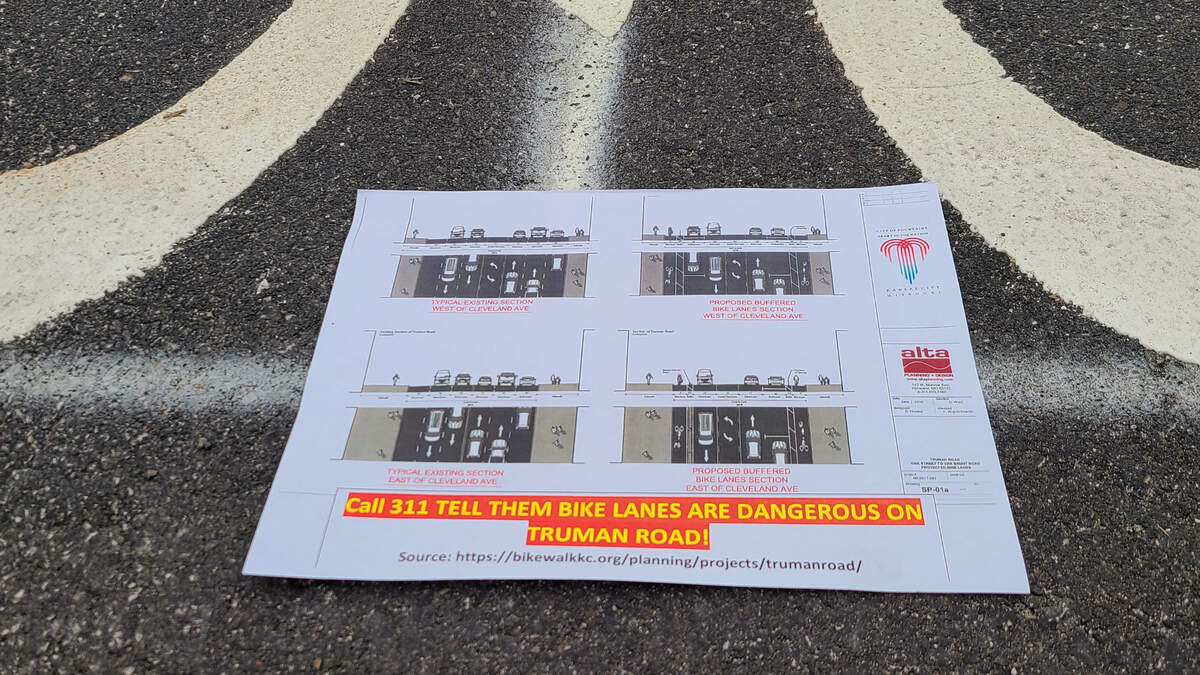 Opponents to new bike lanes on Truman Road are urging residents to call the city’s 311 action center to protest.