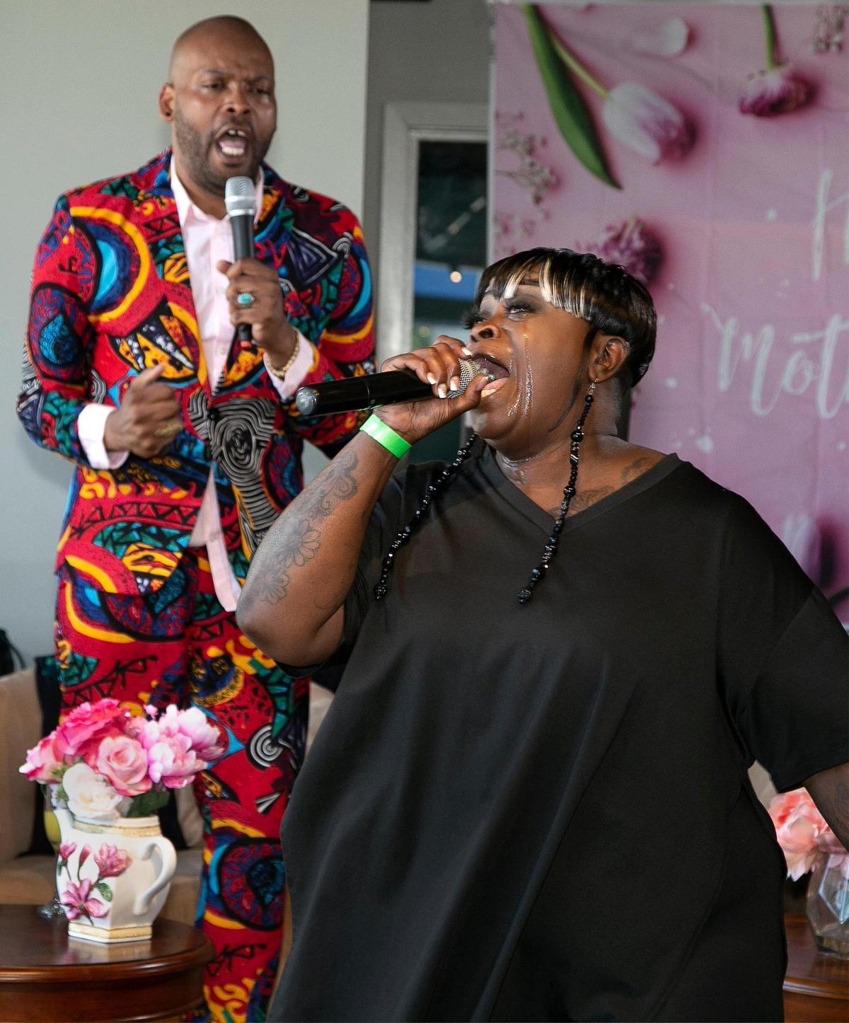 Kansas City soul singer Kimberly Keys performed as host Marquez “Quez” Beasley sang along at a Mother’s Day show and brunch in 2022 at Soiree Steak and Oyster House.