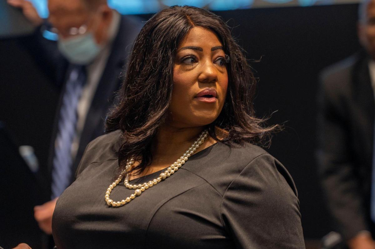 KC Common Good CEO Klassie Alcine attends a conference at the Greater Kansas City Chamber of Commerce on Aug. 19. Local leaders discussed the new KC 360 initiative, a community-based measure to reduce gun violence, which is adapted from the Omaha 360 Collaborative.