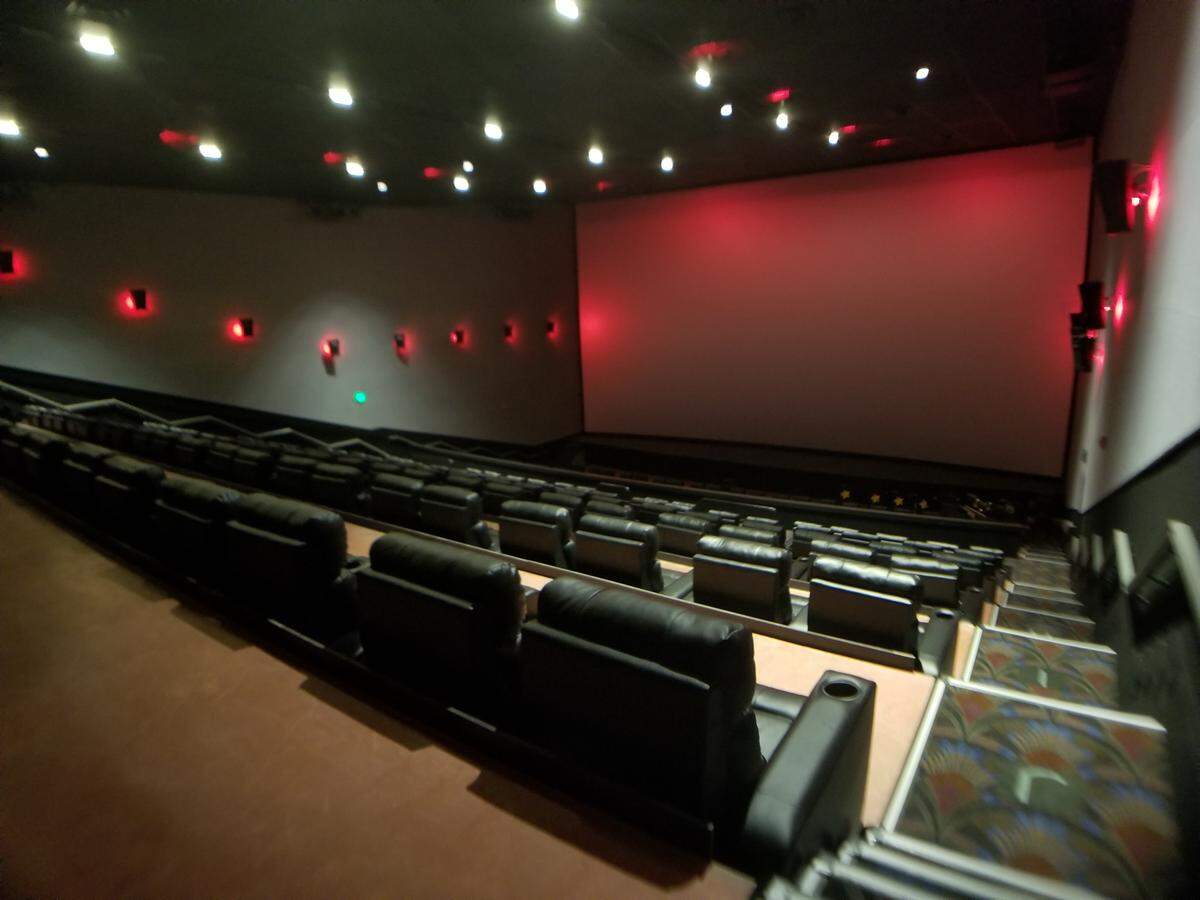 The ScreenX in the new B&B Theatres Liberty 12 is four stories tall and seven stories wide.