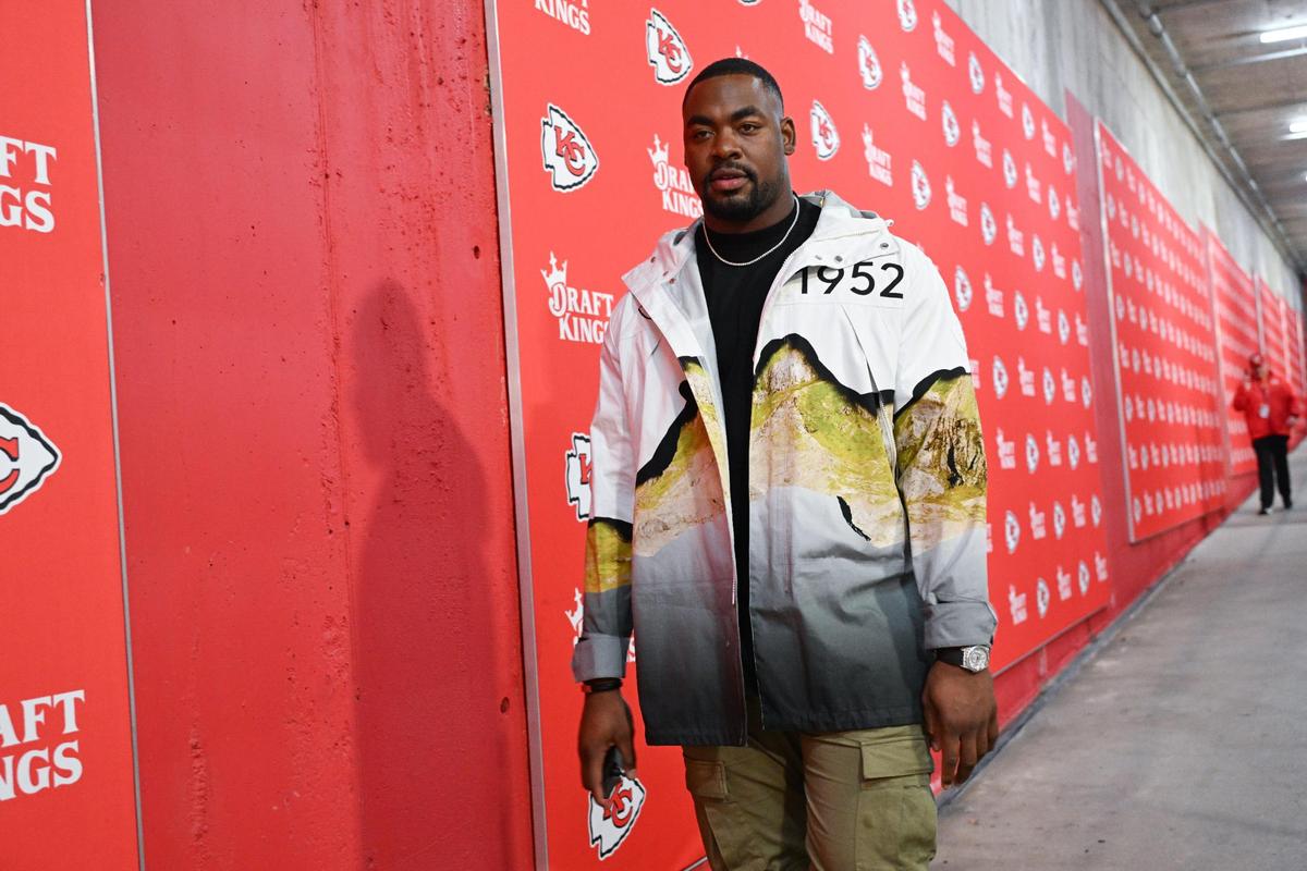 Defensive tackle Chris Jones arriving at Arrowhead Monday.