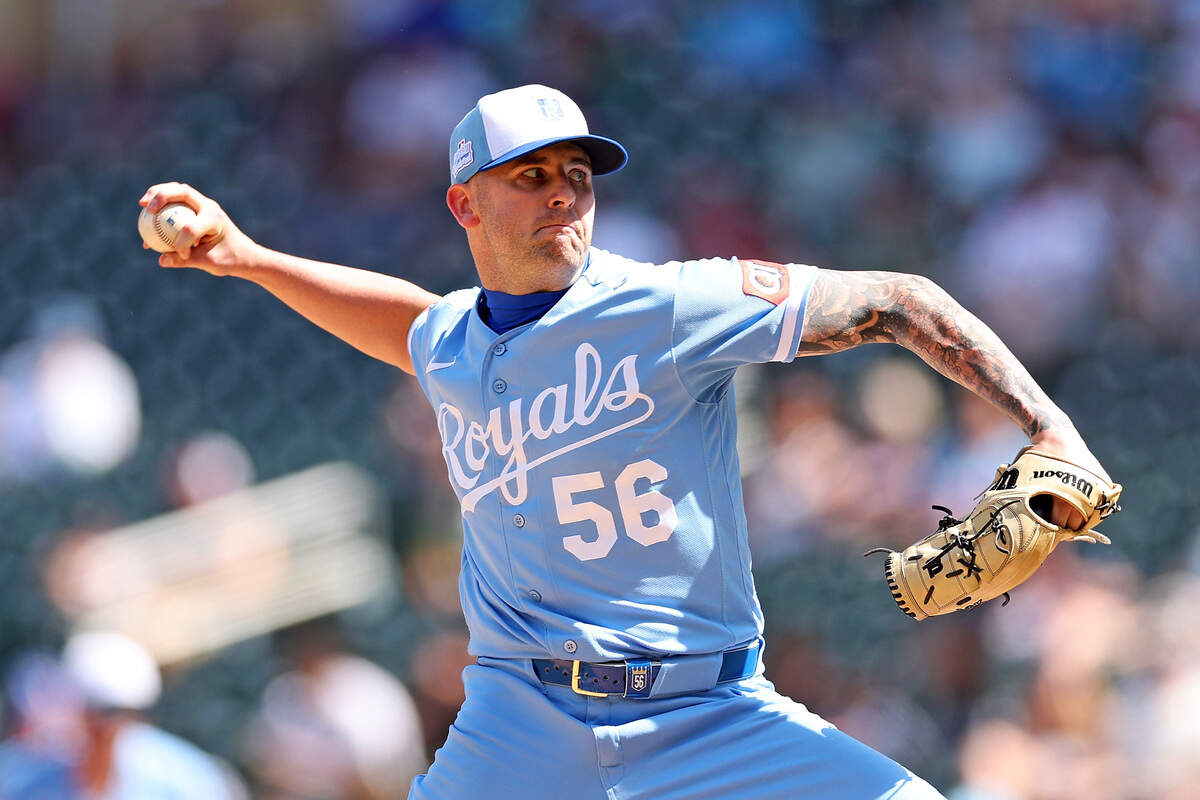 Alex Lange #56 of the Kansas City Royals delivers a pitch against the Minnesota Twins in the ninth inning at Target Field on June 06, 2026 in Minneapolis, Minnesota. The Royals defeated the Twins 3-2.