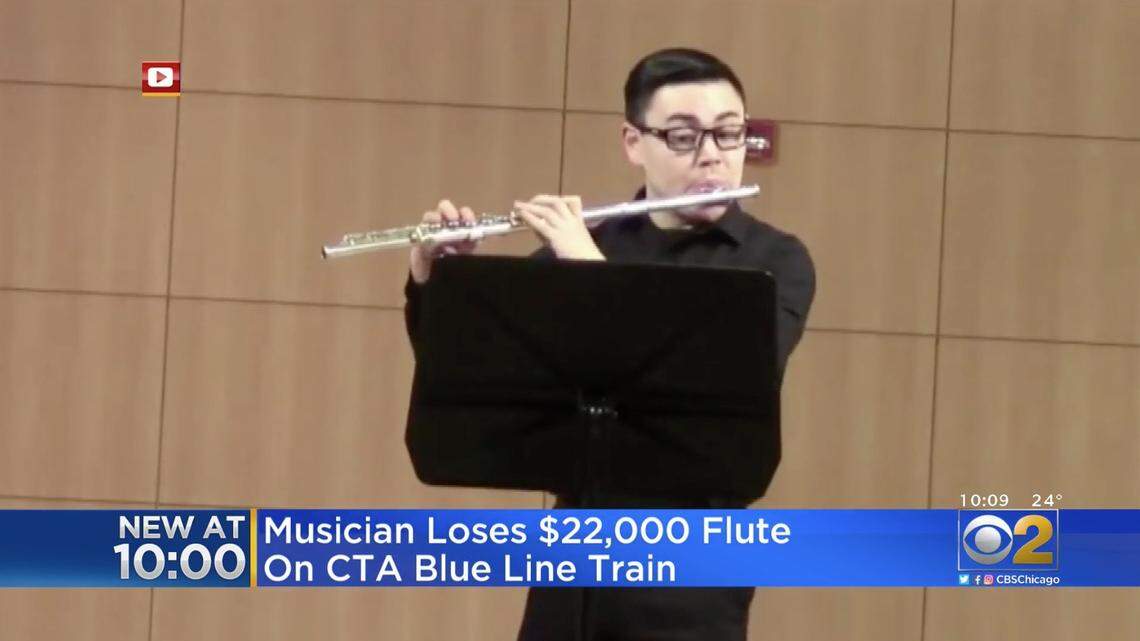 Musician Donald Rabin, 23, is asking for the public’s help in finding his prized flute — left to him by his late grandmother — after he left it on a train in Chicago.