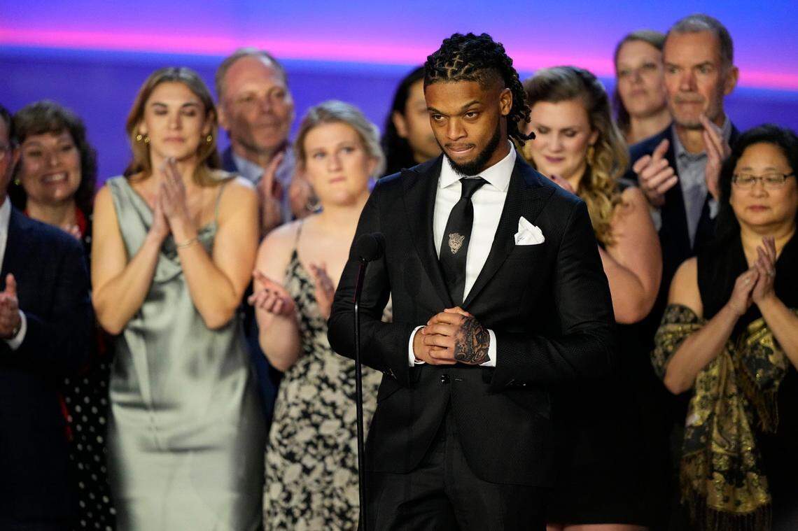 Buffalo Bills safety Damar Hamlin, still recovering from a ghastly on-field injury he suffered during a late-season game against the Bengals, appeared during the Thursday night NFL Honors show in Phoenix with University of Cincinnati Medical Center staff that helped save his life.