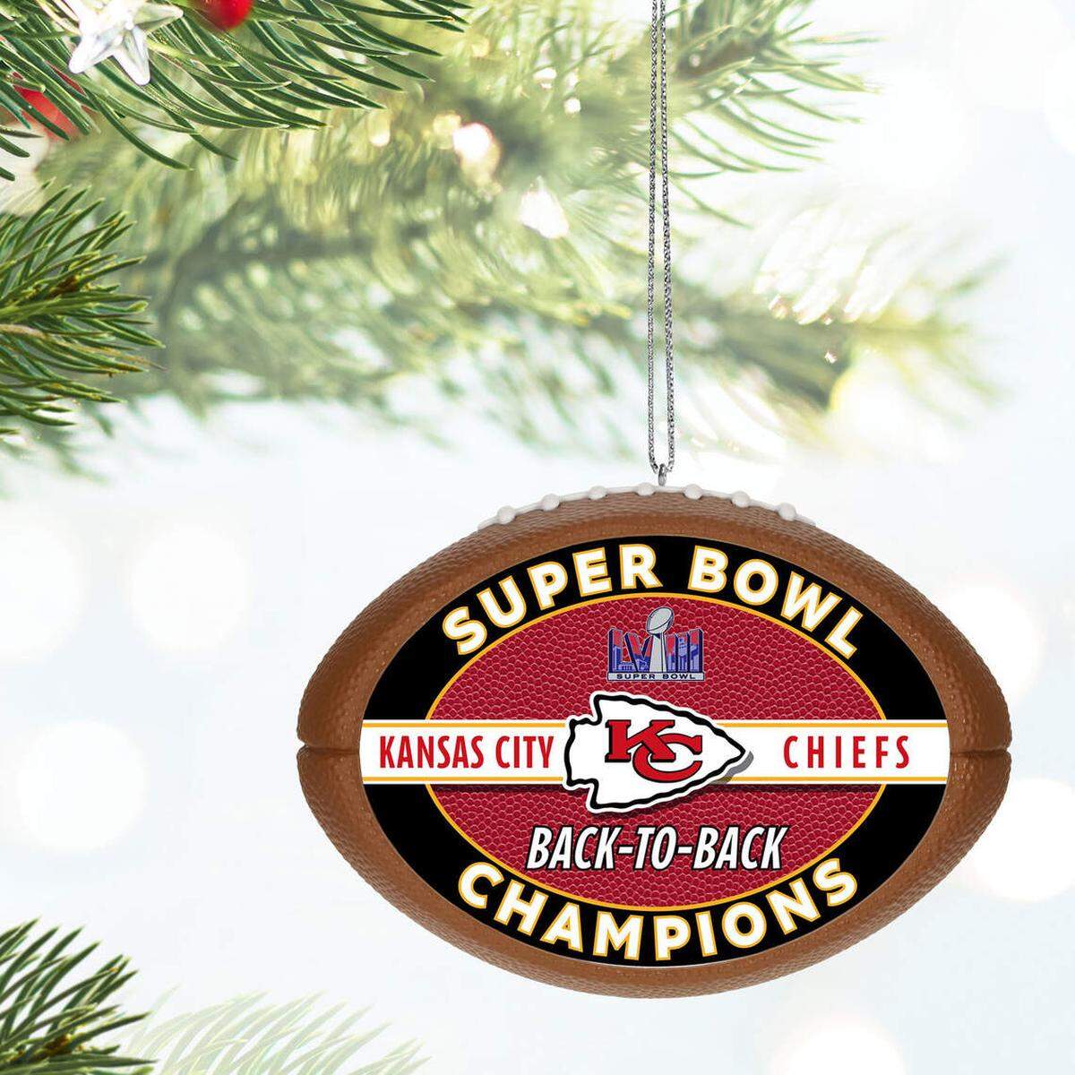 The commemorative Kansas City Chiefs Hallmark Keepsake Ornament.