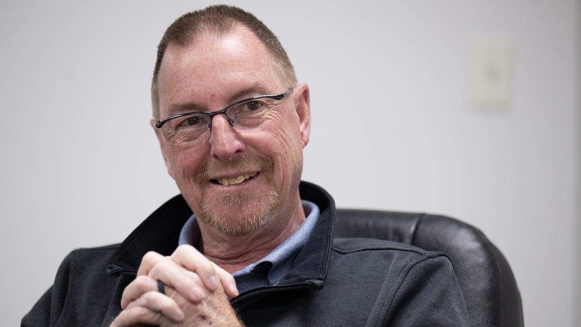 Kevin King, an independent, is running for mayor of Independence, Missouri. He pondered a question during an interview on Tuesday, March 25, 2026.