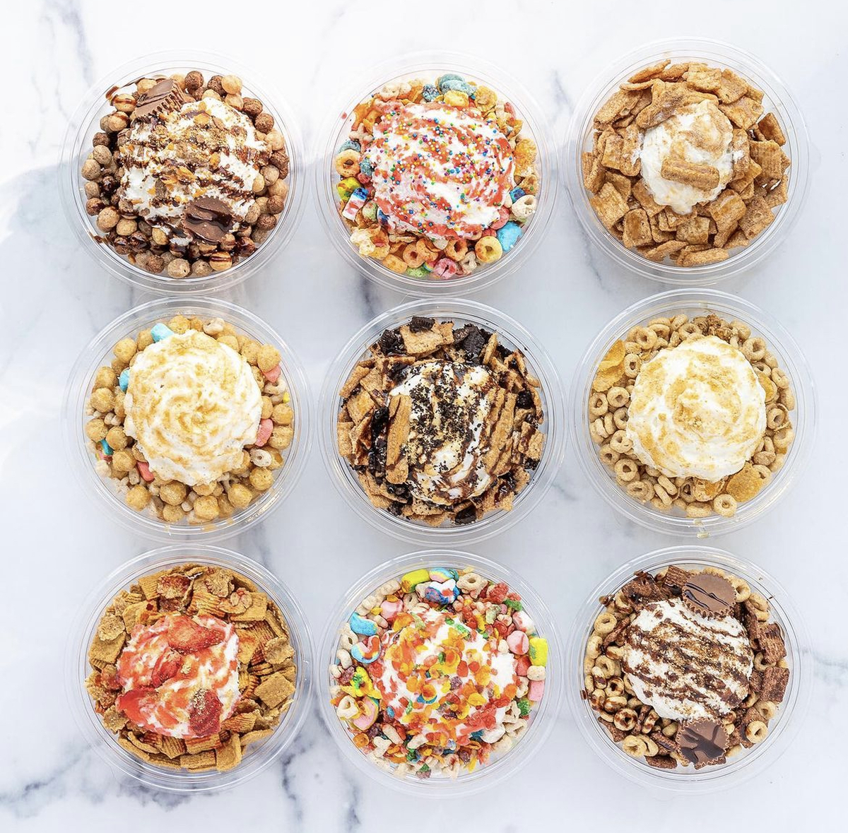Day & Night Cereal Bar offers a variety of toppings.