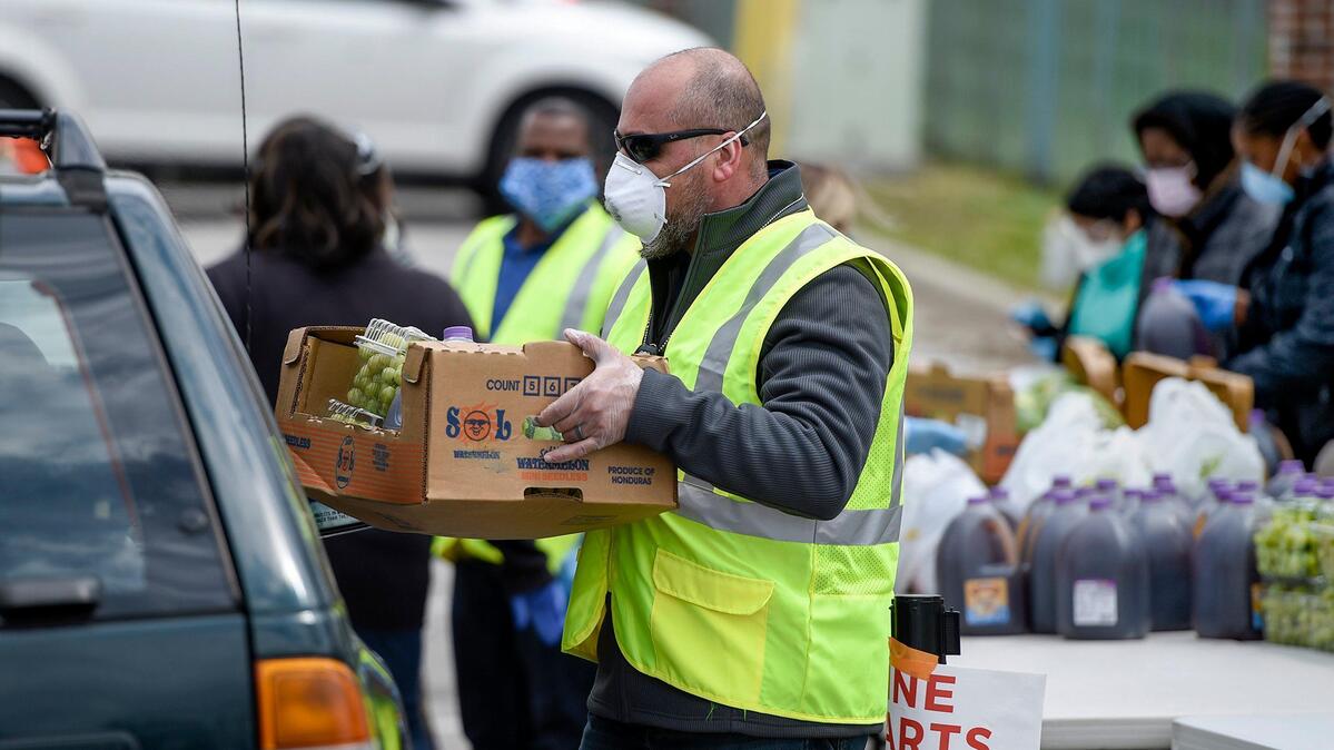 During a pop-up market in April 2020 Naser Jouhari and other employees at the Kansas City Health Dept. distributed more than 4,000 pounds of fresh food.
