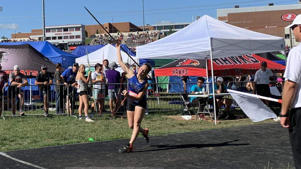 Grain Valley’s McKenah Sears placed third in the javelin at the Missouri Class 5 state track and field championships with a throw of 43.86 meters. It’s the second time that Sears, just a sophomore, has earned all-state recognition in the event.
