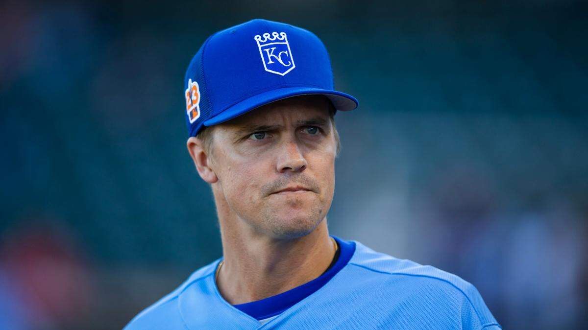 Kansas City Royals pitcher Zack Greinke against the Los Angeles Dodgers during a spring training game at Surprise Stadium.