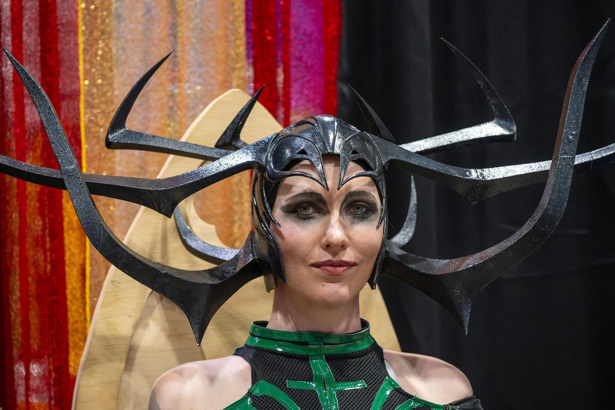 Amber Rae of Springfield, Mo., cosplays as Hela from the movie “Thor: Ragnarok” during Planet Comicon in Kansas City. “The amount of support I get is amazing,” she said of her friends and fellow fans.