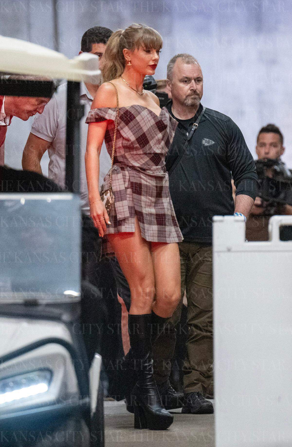 Taylor Swift arrives for the Chiefs-Saints game on Monday, Oct. 7, 2024, at GEHA Field at Arrowhead Stadium.