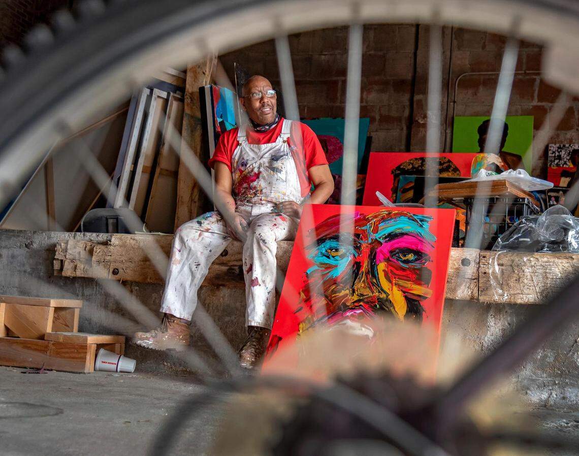 Artist Harold Smith in his art space at The Studios Inc. “We need more galleries that are willing to show art by Black artists,” he says. “It all boils down to what the curators in the galleries choose to show. Recognition matters, representation matters.”