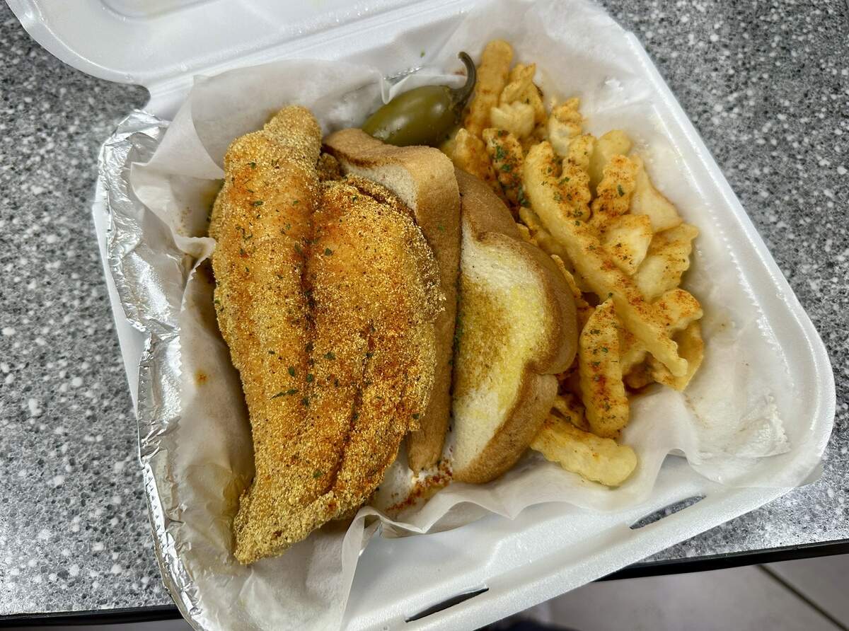 Fried catfish, fries and toast at Hole In Da Wall, which opened a second location in Claycomo.