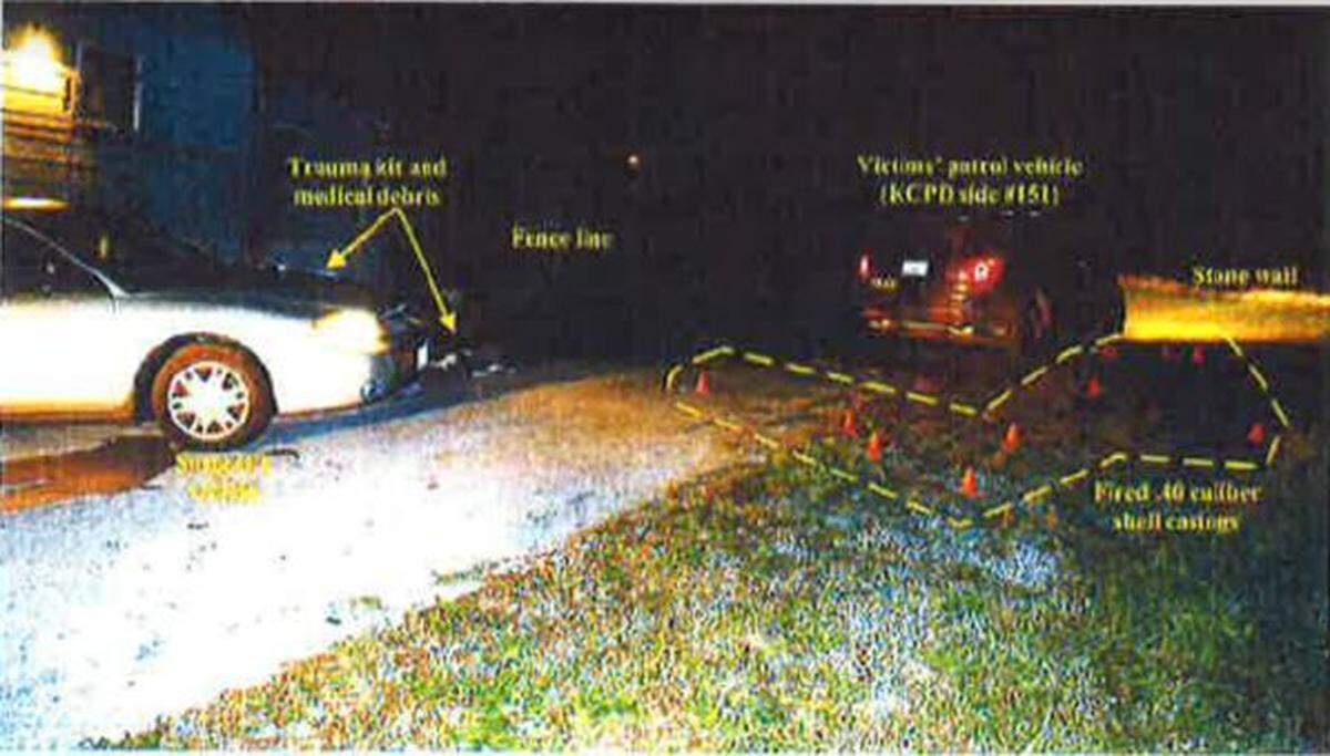 The aftermath of a shooting involving Kansas City Police Department officers Oct. 8, 2016.