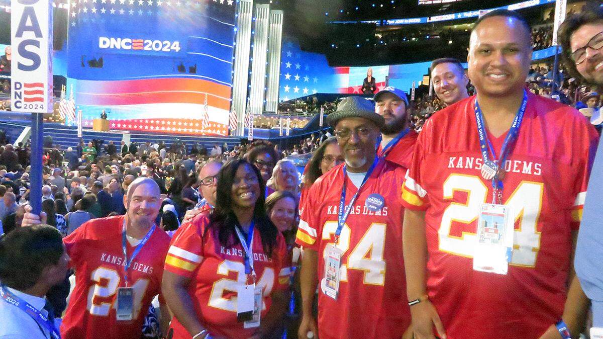 The Sunflower State’s delegation was a sea of red in Chicago Tuesday night.